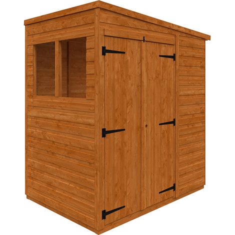 4x6 Flex Pent Double Door 12mm Flex - L123.8 x W175 x H203 cm - Solid Wood/Softwood/Pine - Burnt Orange