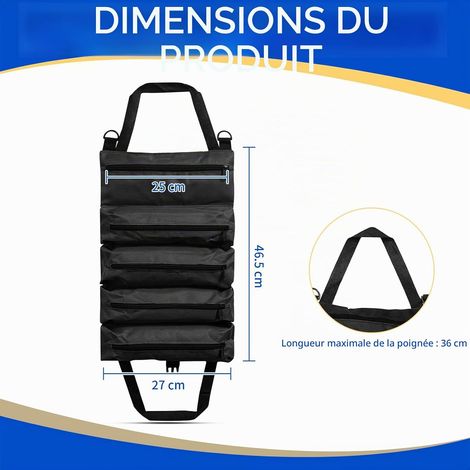 Sac à Outils Roll-Up, Sacoche Outils Compacte, Sacs outils Noir en Oxford, sac Outillage Portable, sac A outils Pratique pour Bricoleur, Trousse à outil (1/4)