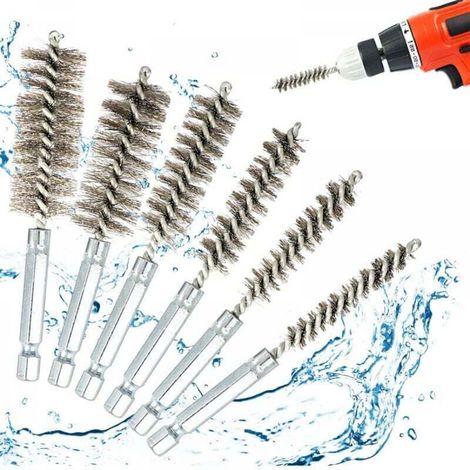 6 Pièces Nettoyage de Perceuse Brosse D'Acier Inoxydable, Goupillon Nettoyage Brosses de Chaudière de Four pour Perceuses à Percussion (8mm、10mm、12mm、15mm、17mm、19mm) (1/5)