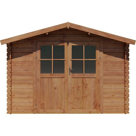 Abri de jardin en bois traité par autoclave 9,91 m² épaisseur 28 mm - HORTUSA (1/5)
