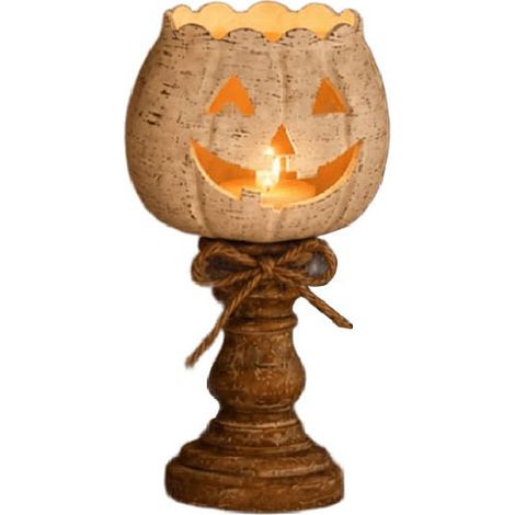 Juego de 3 portavelas rústicos blancos con forma de calabaza para velas pequeñas: centros de mesa de estilo campestre otoñal, perfectos para Halloween y Acción de Gracias, con un diseño de farol escal (1/5)