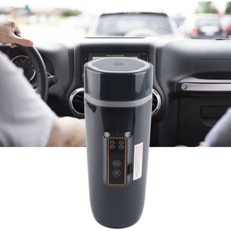 Tragbarer elektrischer Wasserkocher fürs Auto, multifunktional, intelligentes digitales Display, einstellbare Temperatur, Reisewasserkocher, 24 V, schwarz/mitternachtsblau. (1/5)