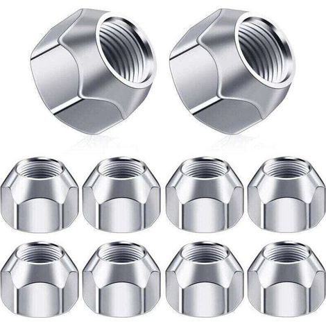 Lot de 10 Écrous de Roue M10 pour Remorque, Bouchons Borgnes Anti-vol en Acier Chromé, Compatibles Pneus Caravane et Utilitaire (1/4)