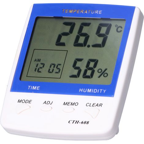 Thermomètre et hygromètre UA608 en ABS avec grand affichage numérique, réveil de haute précision, thermomètre domestique (1/5)