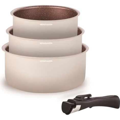 Batteria da cucina - Tutti i fuochi, incluso induzione - ARTHUR MARTIN - AM2655 - Set di 3 pentole - 16-18-20 cm + 1 manico removibile (1/2)