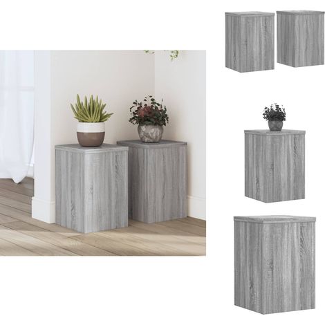 Pflanzenständer 2 Stk. Grau Sonoma 20x20x30 cm Holzwerkstoff - Blumenständer - Pflanzenständer - Indoor Pflanzenhalter - Holzwerkstoffmöbel - Wohnzimmerdeko (1/5)