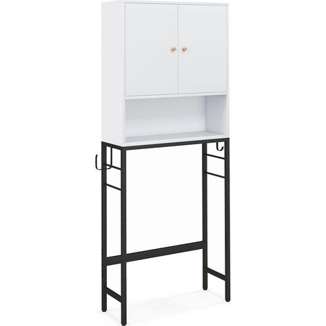 Gain de place dans la salle de bain avec ce meuble WC, rangement au-dessus des toilettes avec tablette réglable (1/5)