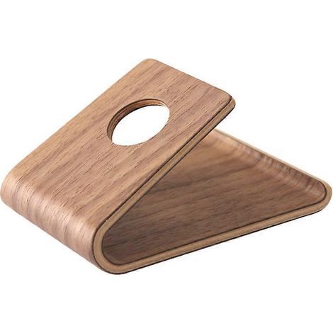 Handyhalterung aus Holz mit Hülle, kreativer, gebogener Tischständer für Smartphones und Tablets (Walnuss) (1/4)
