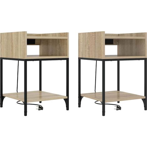 Lot de 2 Table de chevet,Cabinet de chevet,Table de nuit avec étagère Chêne sonoma 40 x 40 x 61 cm CFW989741 (1/5)