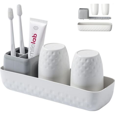 Porte-brosse à dents blanc, 26911,5 cm, 1 pièce, ensemble de deux gobelets pour le lavage de la salle de bain. (1/5)