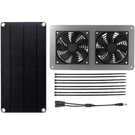 Ventilateur d'extraction solaire 10 W 12 V pour bureau, extérieur, abri pour chien, poulailler, serre, étanche, panneau solaire B (1/5)