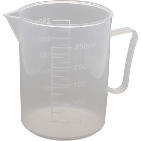 1 Verre doseur,250 ml,Capacité graduée,Matériau PP,Design ergonomique,Cuisine et laboratoire (1/3)