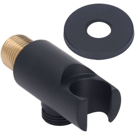 Adjustable Wall Mount for Shower Head – Brass – Black – Round Shape (1/5)