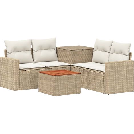Set di divani 6 pz Beige e Bianco Crema 55 x 55 x 37 cm vidaXL (1/5)