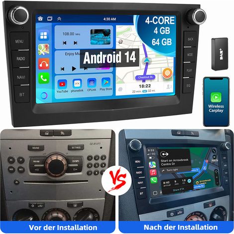Pour Opel Corsa C D Zafira B Astra G H Combo Vivara Vivaro Android14 Carplay Autoradio GPS RDS 2+32G DAB