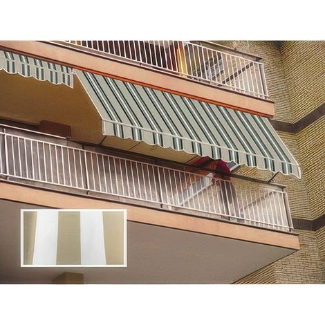 Store � Descente Verticale 100 x 250 cm Motif P2004 en Aluminium Blanc avec Manivelle