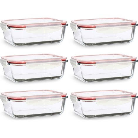 Lot de 6 boîtes hermétiques en verre 1040ml, CLÉMENTINE (1/2)