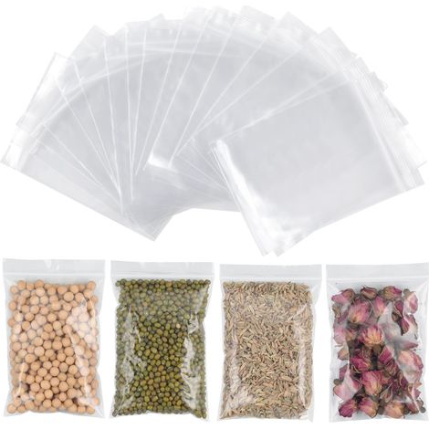 Lot de 100 Sachet Plastique Transparent 10 x 15 cm, Sachet Zip Pochon Plastique, Sachets Plastiques Refermables pour Bijouterie, Confiserie, Composants Électroniques (1/5)