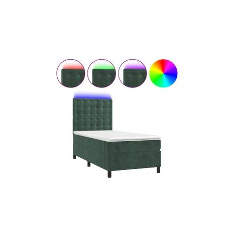 Sommier à lattes de lit et matelas et LED Vert foncé 80x200 (1/5)