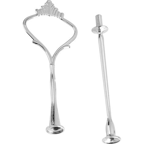 Présentoir à gâteaux à plusieurs étages avec poignées, support pour assiettes à fruits et accessoires de fixation (2 étages, couleur argent couronne) (1/5)
