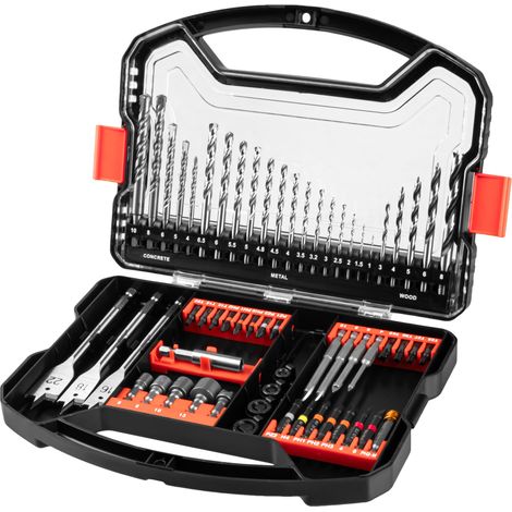 Dnipro-M Set de 62 Piezas para Taladro y Atornillador. Brocas para Metal, Madera, Hormigón, Baldosa y Vidrio, Puntas Impact de Alta Resistencia. Con (1/5)