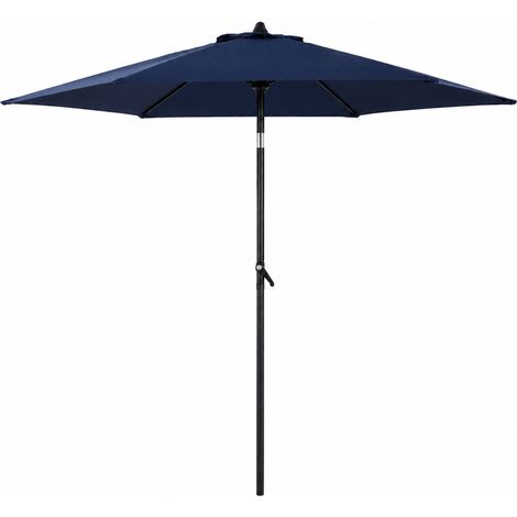 Parasol double face 2,7 m bleu marine, format rectangulaire grande ombre, ouverture avec manivelle, idéal terrasse et jardin, sans pied (1/5)
