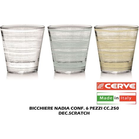 Set 6 Bicchieri da Tavola Acqua Vino Nadia Scratch 250 cc