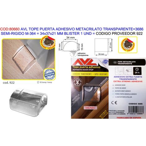 Fermaporta adesivo in metacrilato Avl 34x37x21 mm
