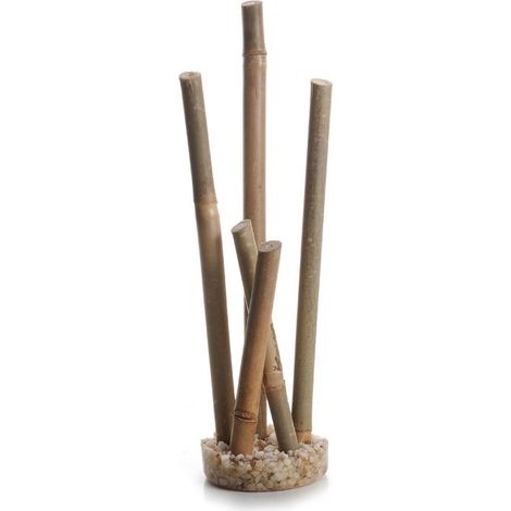 Decorazione per acquario bamboo naturale con base in ghiaia 4 pezzi