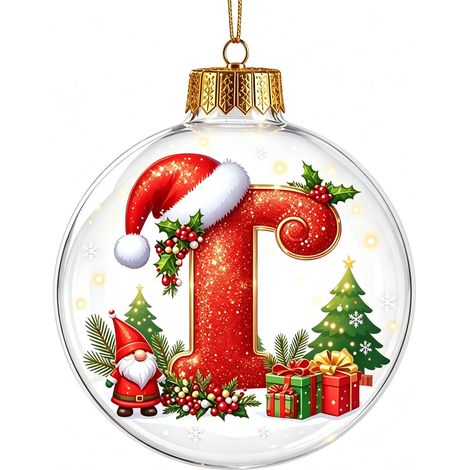 Boule à neige de Noël 3D en acrylique transparent, lettres, décoration à suspendre pour sapin de Noël (non lumineuse) (1/5)