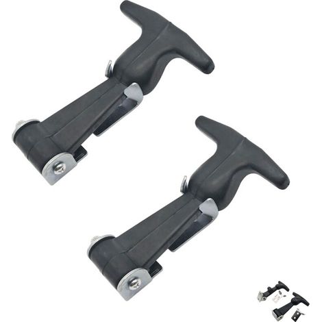 2 pcs 2 Pcs T-PoignéE De Rabat De Capot En Caoutchouc En Acier Inoxydable Ensemble De Fermetures Pour Le Capot PoignéE En T Avec Fermeture,Pour Le Capot Avec Des Supports Pour Le Moteur (1) (1/5)