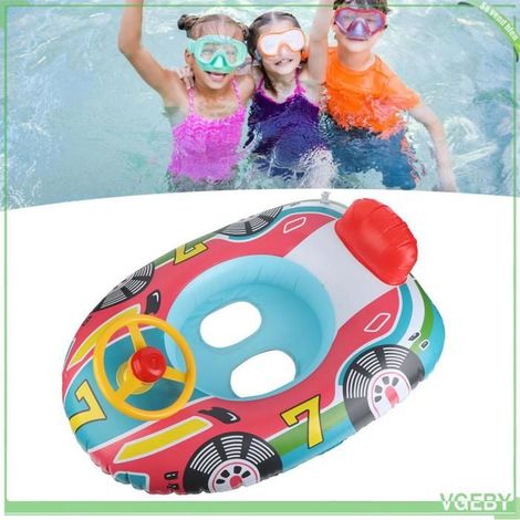 Flotteur de piscine gonflable - FAFEICY - Avion - PVC - Volant rotatif avec klaxon - Buse anti-fuite (1/5)