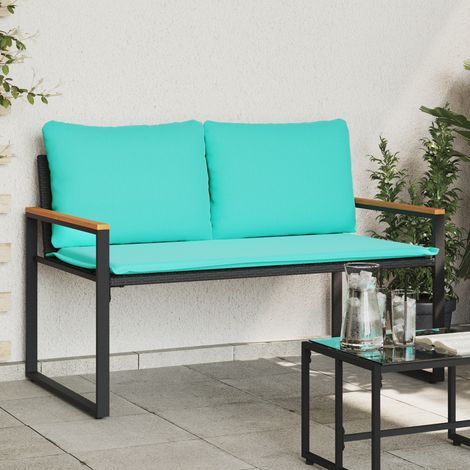 Maison Exclusive - Bank mit Kissen Schwarz und Türkis 115 x 65 x (1/5)