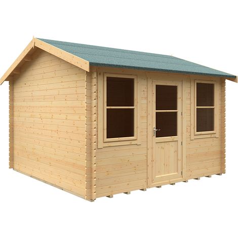 12x12 The Skipton 28mm Cabin - L355 x W355 x H282.9 cm - Solid Wood/Softwood/Pine - Natural