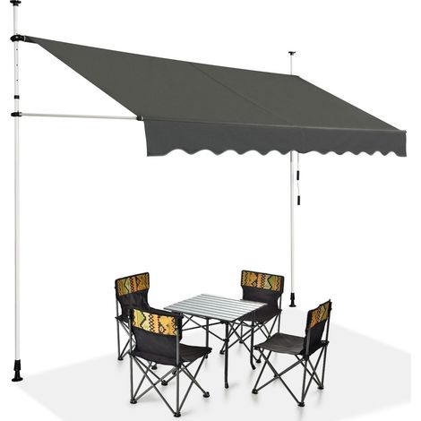 Tenda da sole telescopica e retrattile, Tenda parasole resistente ai raggi UV impermeabile 300 x 120 cm Grigio (1/4)