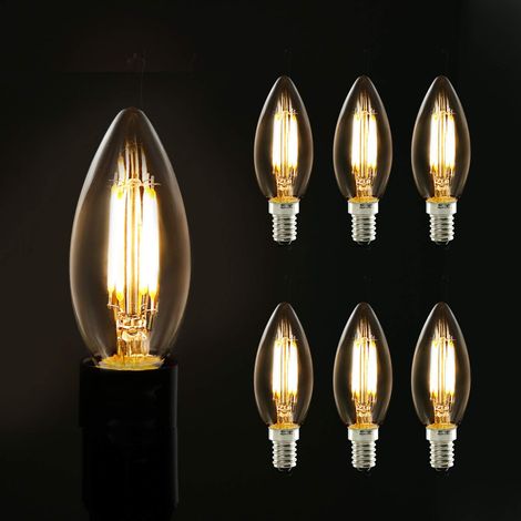 ZMH 6X Ampoule LED E14 Vintage pour lustre en forme de bougie Ampoule LED claire pour bougie Blanc chaud 2700K ampoule à incandescence dans la maison Bar Ne restaurant Pas de variateur