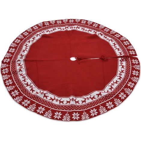 Jeffergarden Jupe d'arbre de nol tricotée, tapis de support d'arbre de nol réutilisable, protecteur de sol, décoration de fête à domicile rouge-DOU