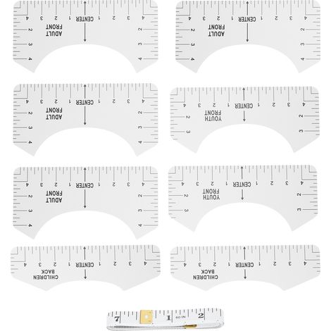 Lot de 9 règles d'alignement, gabarit de centrage, design courbe, DIY couture, col rond et col en V, outil de traçage pour T-shirt (1/5)