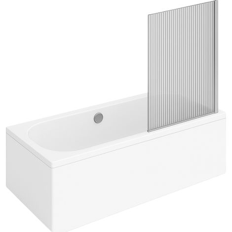 Baignoire droite VILLEROY ET BOCH Oberon quaryl 190 x 90 cm  + Pare bain droite AURYS Raywall chromé