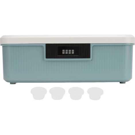 Boîte de rangement à mot de passe, capacité 16 L, compartimentée, avec serrure à mot de passe, bleue. (1/5)