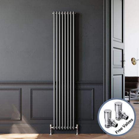 ELEGANT Vertical Column Radiator Traditional Radiator with Valves Double Column Radiator 1800mm Anthracite Radiator Rads 1800 x 380 mm (1/5)
