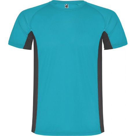 Camiseta técnica combinada de poliéster con manga raglán SHANGHAI ROLY L Turquesa/Plomo Oscuro