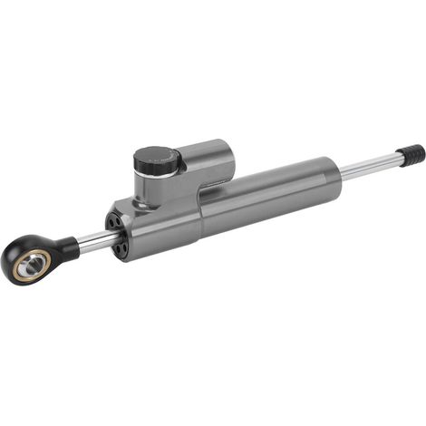 Amortiguador de dirección ajustable para motocicleta, de aleación de aluminio gris de 75 mm, apto para motocicletas con una cilindrada de 600 cc o superior.