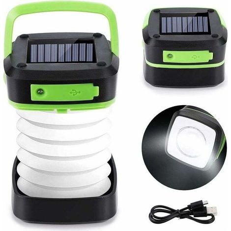 Lanterne de Camping, Solaire et Rechargeable USB LED Camping Lanterne Portable Lanterne Pliable 3 Modes Lampe Camping avec fonction banque d'alimentation pour Camping Excursions Secours Urgence (1/5)