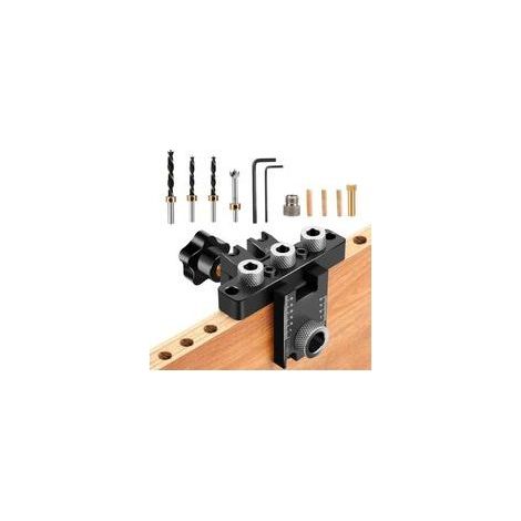 Gabarit De Percage Set,8/10/15 mm Gabarit de Trou de Poche,3 en1 Kit Localisateur de Guide de Percage Cheville Bois,Outils de Bricolage pour le travail du bois (noir Gabarit De Percage) (1/5)