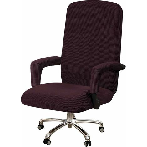 High Stretch Office Chair Cover Spandex Chair Cover for Office Chair Computer Office Chair Covers High Back, Feature Checked Jacquard Fabric Modern Simplism Style (Large, Coffee) (1/5)