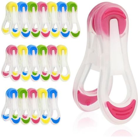 20 pinces à linge colorées avec silicone antidérapant plastique résistant au vent - Ne laisse aucune marque pour linge, pantalons (1/4)