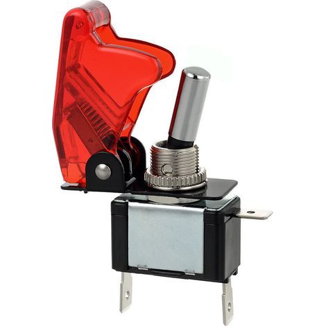 Interrupteur Inverseur a Bascule, 12V 20A Racing Couverture rouge LED Light SPST Toggle Rocker Ignition Switch Control On/Off (1/5)