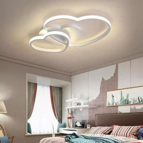 TrAdE Shop Traesio - Plafoniera Lampada Led Design Doppio Cuore Bianco 25w 3 Colori Di Luce Cct Pn-05b3c -