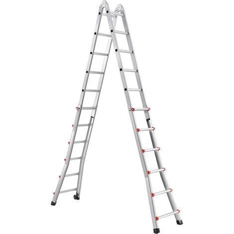 Mophorn Escalera telescópica de 20 pies con estructura en A, escalera extensible compacta de aluminio, escalera plegable portátil multifunción, carga de 330 lb, color plateado (1/5)